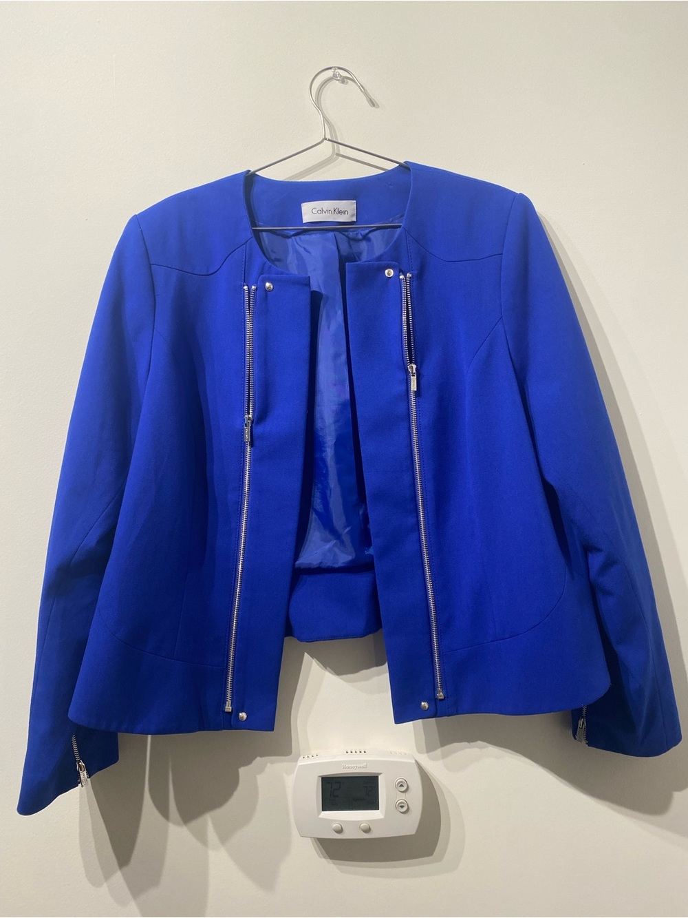 Calvin Klein Women's Cobalt Blue Zip-Front Blazer